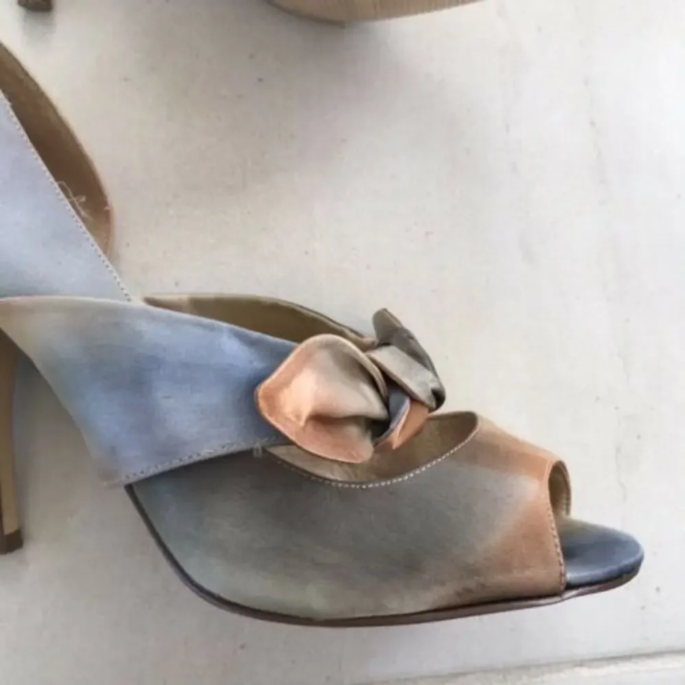Wittner Bay Watercolor Print D'Orsay Open Toe Heels